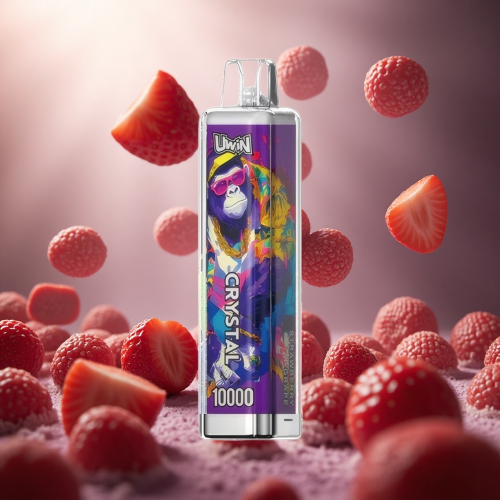 Uwin Crystal 10000 Pūsu Zemeņu Vīnogu Vienreizlietojamais Vape