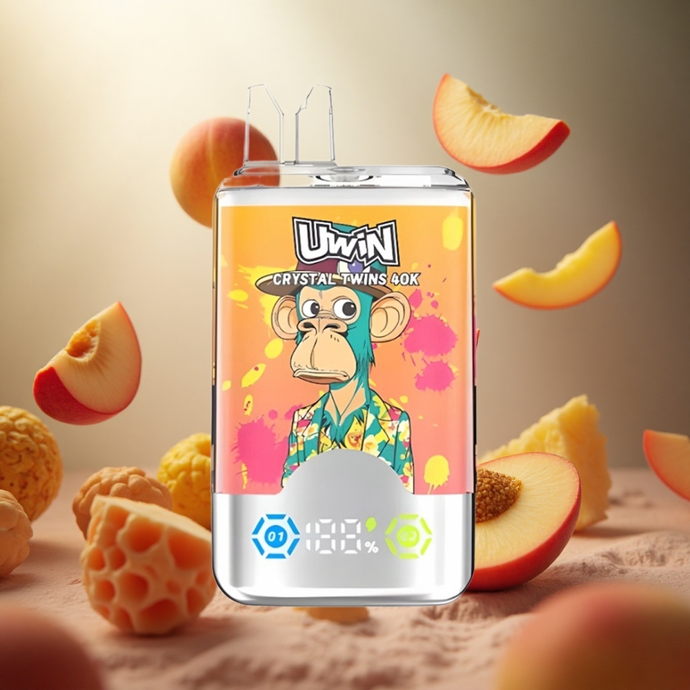 Uwin Crystal Twins 40000 Puffs Persiku Mango Ananāsu Sarkanā Vērsis