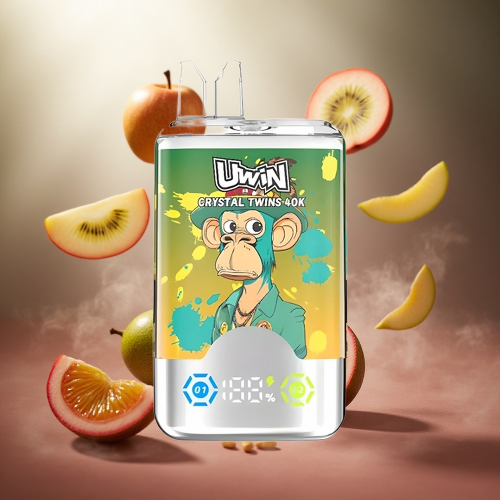 Uwin Crystal Twins 40000 Puffs Vienreizlietojamais Vape Divu ābolu Kivijs Pašija Guava