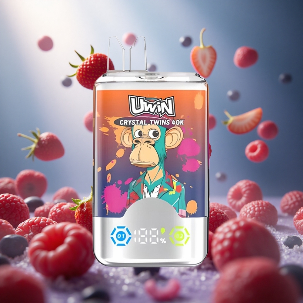 Uwin Crystal Twins 40000 Puffs Zemeņu Avenes Ķiršu Mr Zils