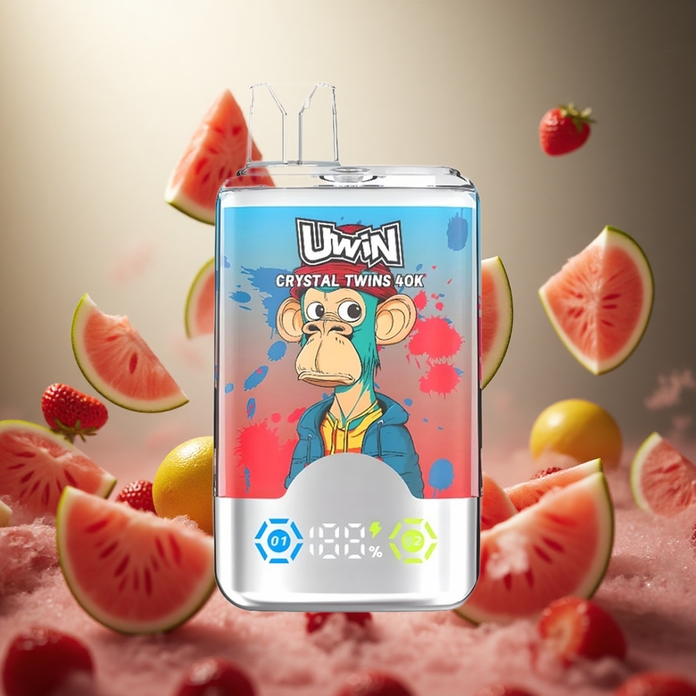 Uwin Crystal Twins 40000 Puffsņas Zemeņu Arbūzu Citronu Kauna Vienreizlietojamais Vape