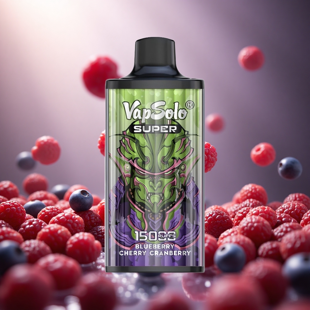 Vapsolo Super 15000 Puffs Vienreizlietojamais Vape Mellenes Ķiršu Dzērvenes