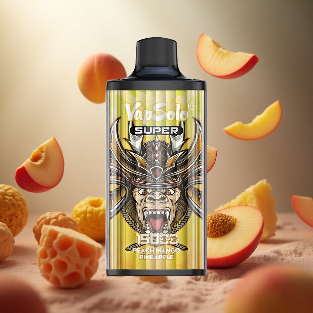 Vapsolo Super 15000 Puffs Vienreizlietojamais Vape Persiku Mango Ananāsu