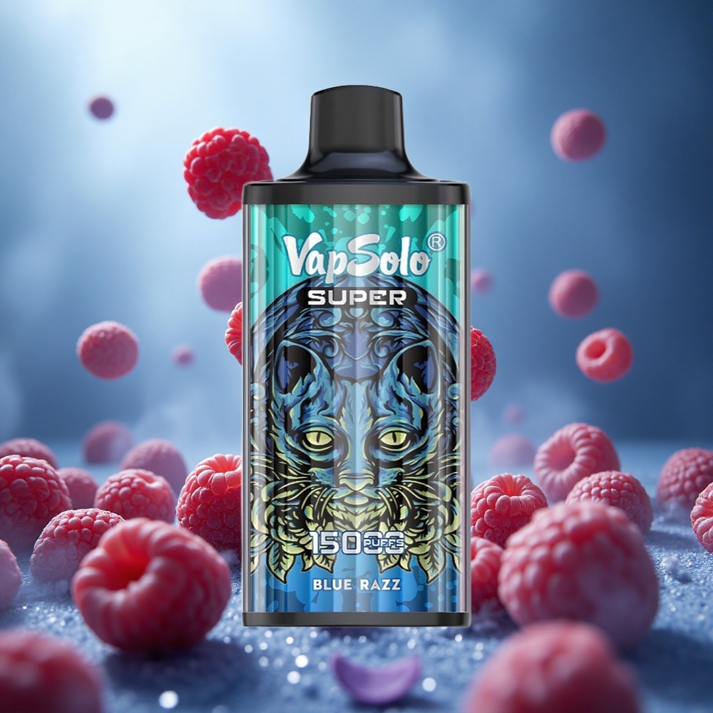 Vapsolo Super 15000 Puffs Vienreizlietojamais Vape Zilā Aveņu