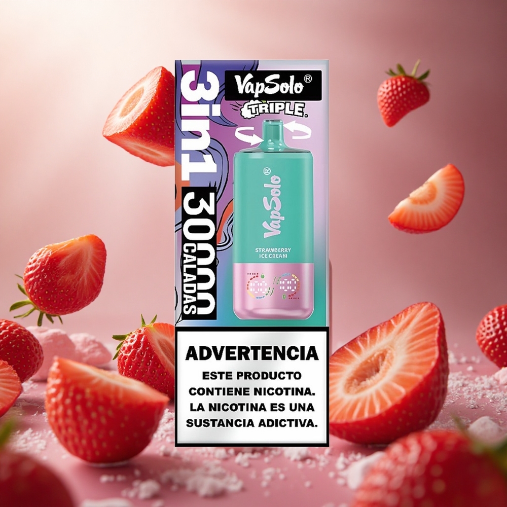 VapSolo Triple 30000 Puffs 40ml Zemeņu Saldējums