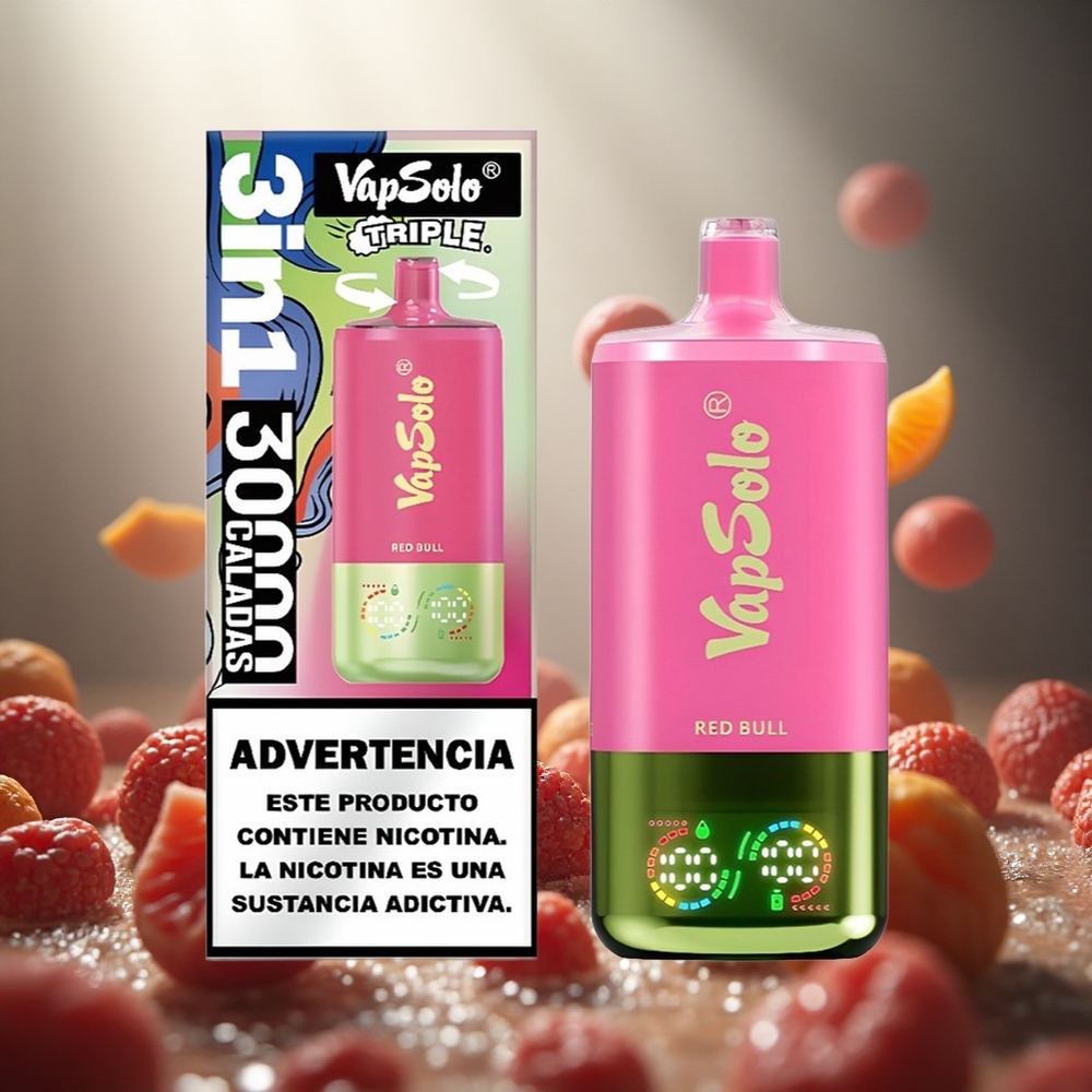 VapSolo Triple 30000 Puffs Vienreizlietojamais Vape Sarkanā Vērsis