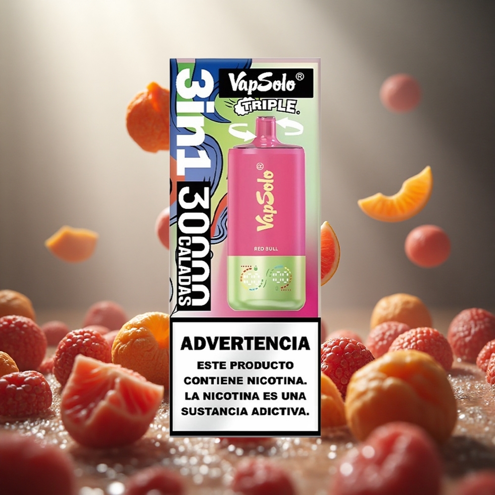VapSolo Triple 30000 Puffs Vienreizlietojamais Vape Sarkanā Vērsis
