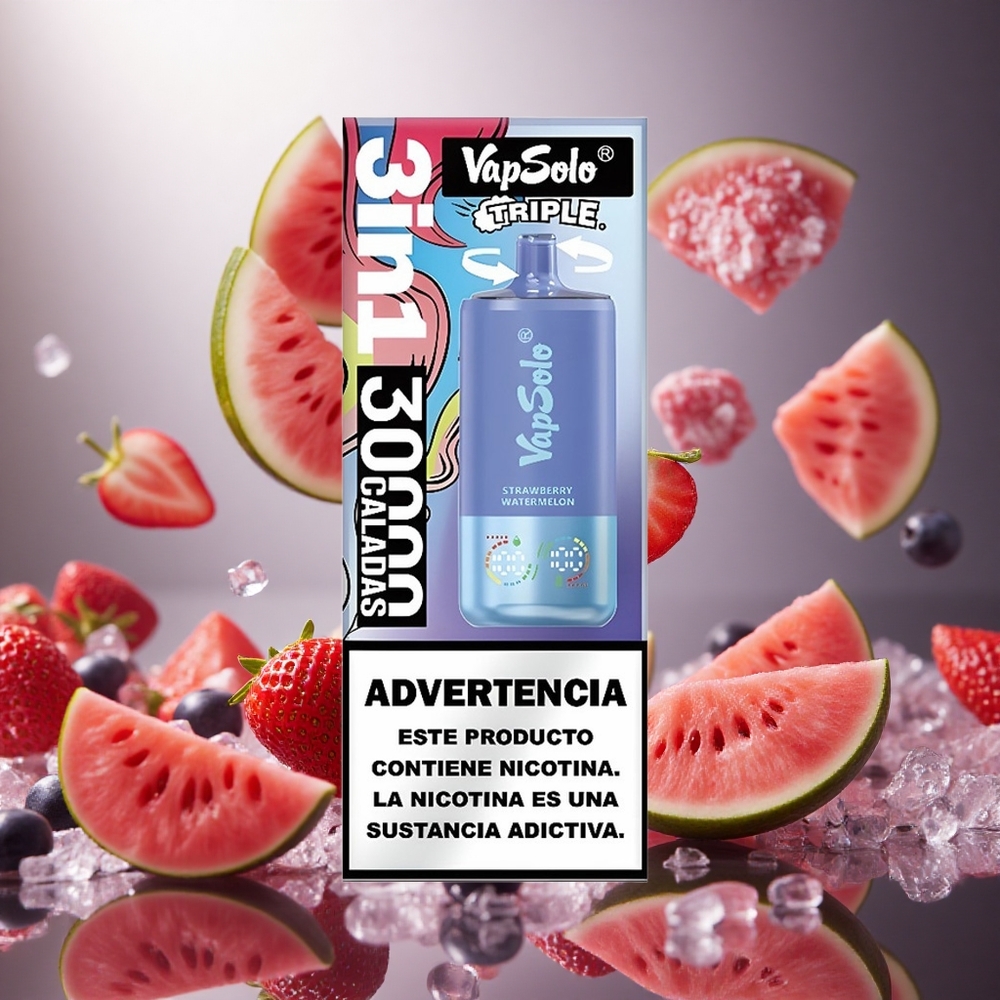 VapSolo Triple 30000 Puffs Zemeņu Arbūzs & Zilenes Ledus