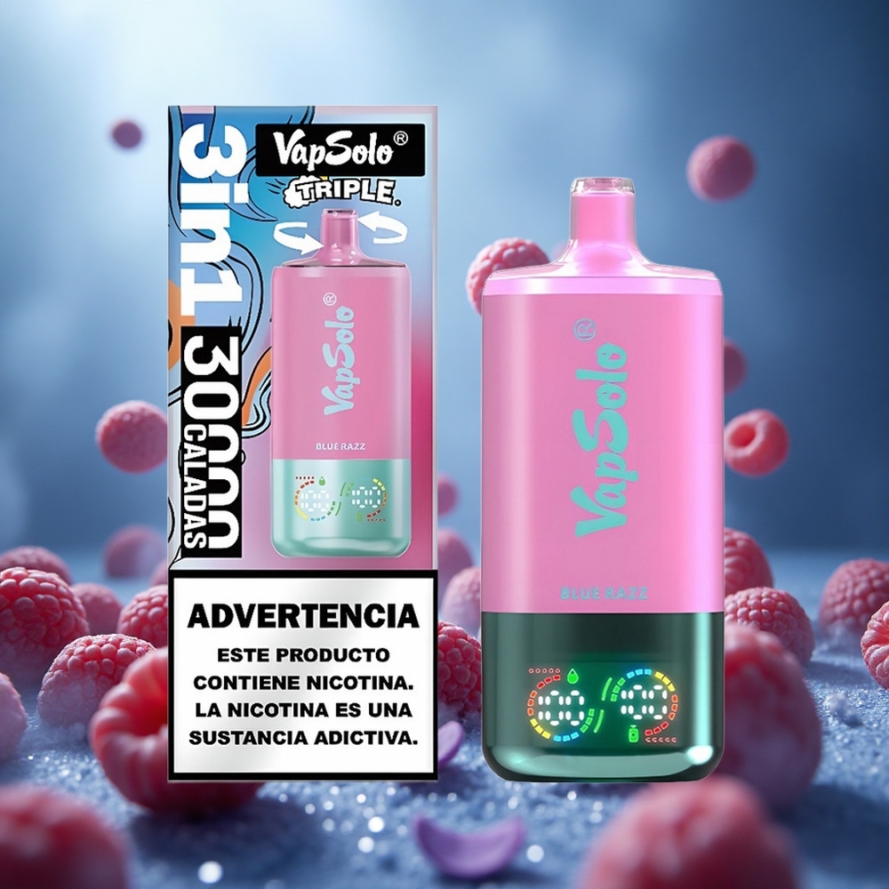 VapSolo Triple 30000 Puffs Zilā Aveņu Vienreizlietojamais Vape