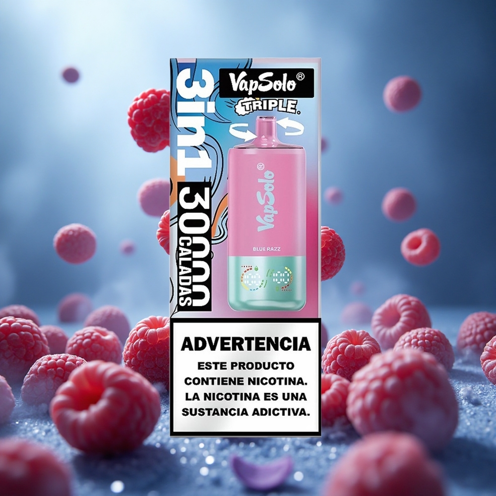 VapSolo Triple 30000 Puffs Zilā Aveņu Vienreizlietojamais Vape