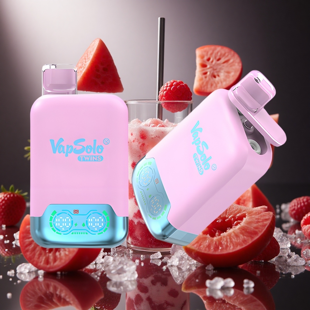 Vapsolo Twins 20000 Puffs Melnā Ledus Džekfrūta Zemenes & Aveņu Arbūzs