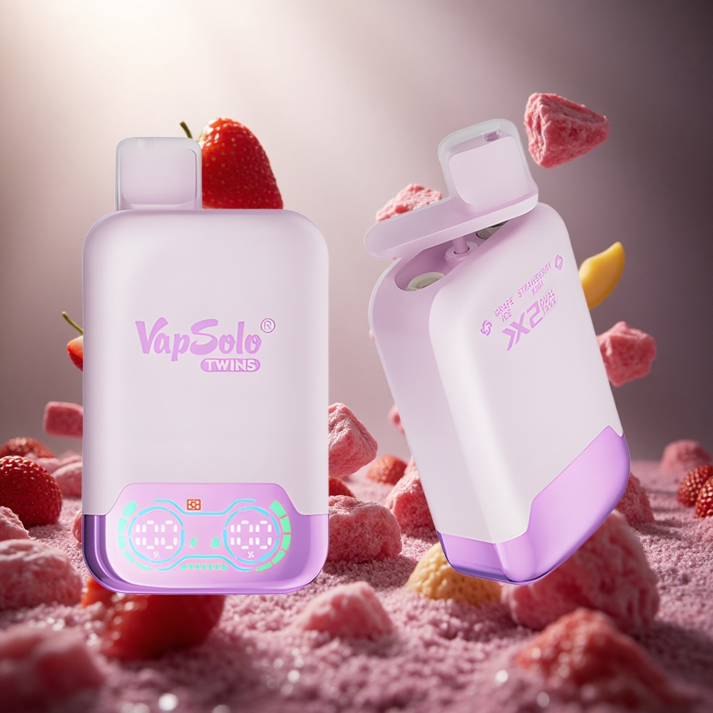 Vapsolo Twins 20000 Puffs Vīnogu Ledus & Zemeņu Kiwi Vienreizlietojamais Vape