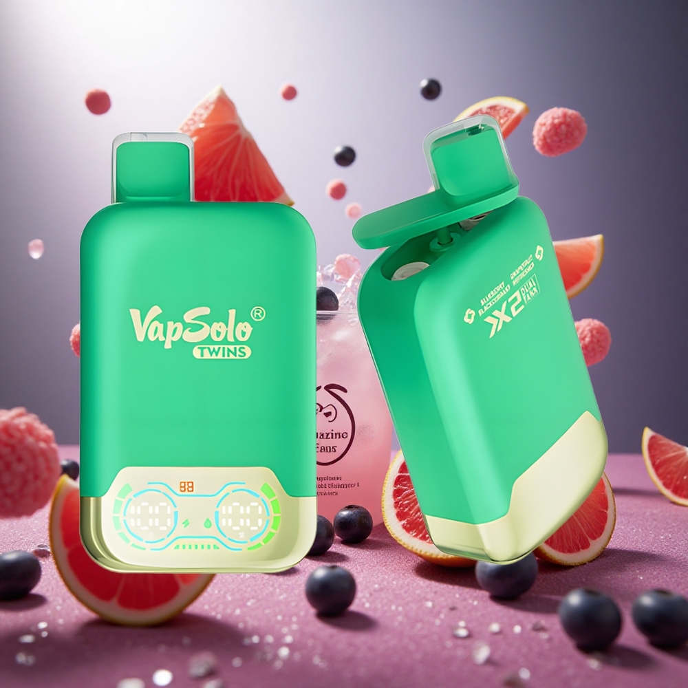 Vapsolo Twins 20000 Puffs Šūpošās Zemenes & Citronvītolu Atspirdzinošais Vienreizlietojamais Vape