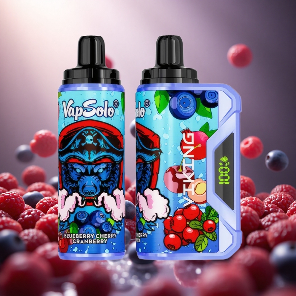 VapSolo VIKING 12000 Puffs Izmetamais Veips Zilene Ķirsis Dzērvene